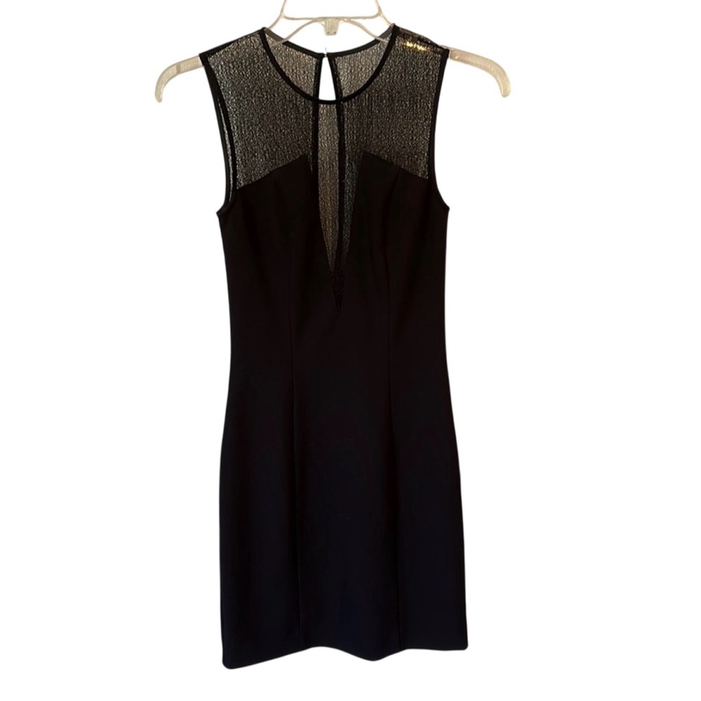 H&M Mesh Plunge Cutout Mini Black Dress